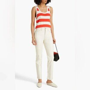 NWT Frame Lamb Leather Le Super‎ High Straight Pants in Bone l Size 24